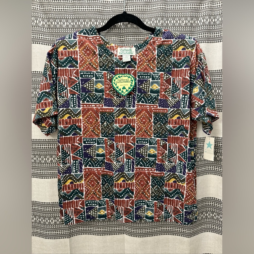 VINTAGE Colleen’s Collectibles T-shirt - Size LARGE, Retro Pattern 80s/90s. NWT